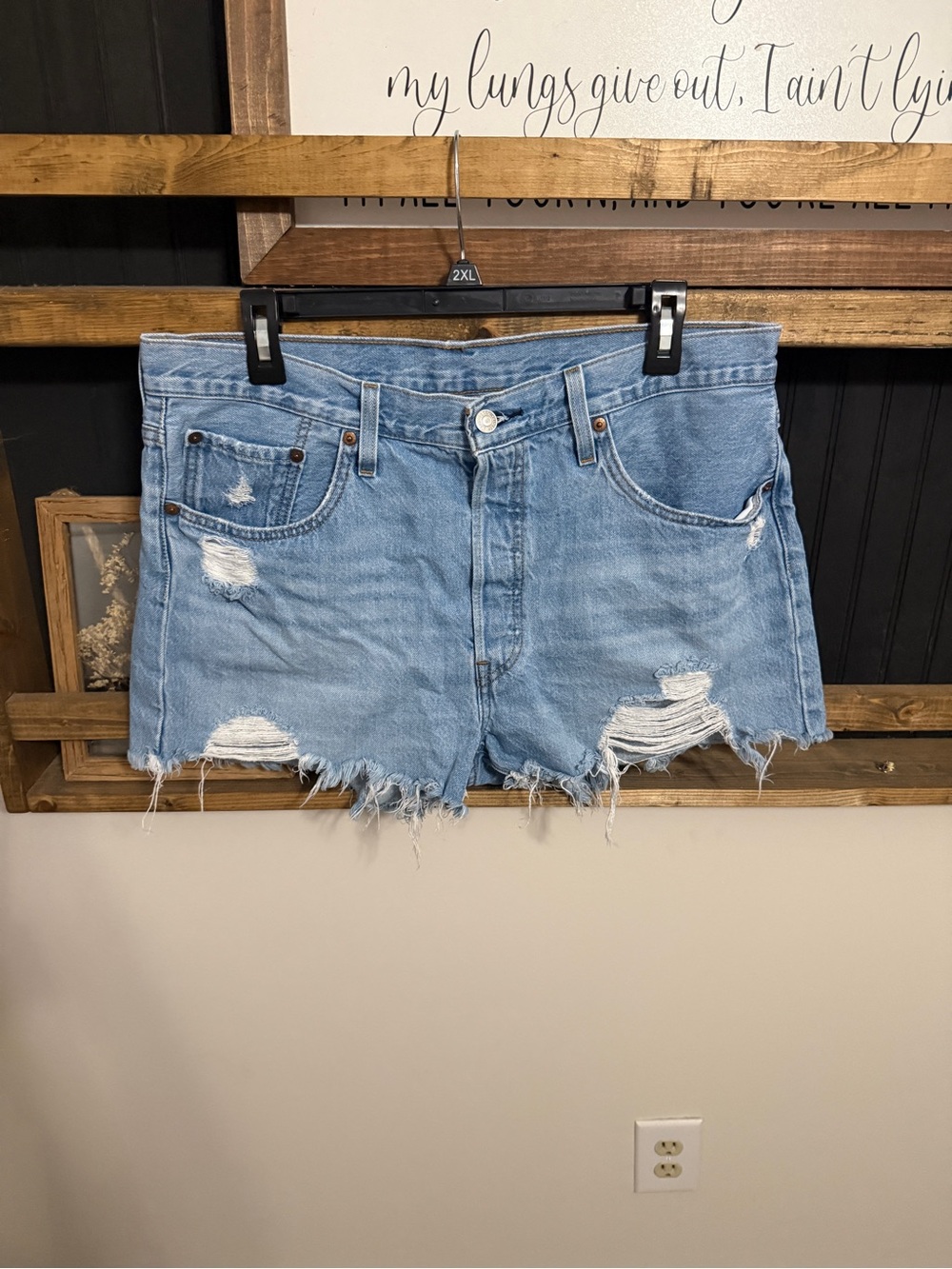 Levi's 501’s Light Blue Distressed High-Rise Jean Shorts
